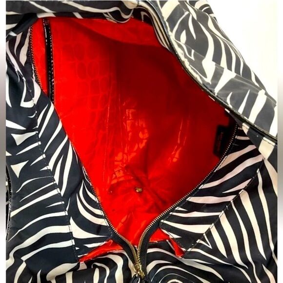 Kate Spade Zebra Print Hobo Bag Red Interior Bow - Picture 6 of 14